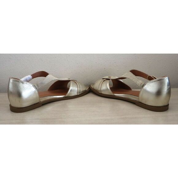 Emilie Karston Women Sz 40 US 9 Platinum Leather Soka Flat Sandals SIB - Picture 6 of 10